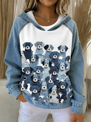 Women's Denim Puppy Hoodie gracestitchs