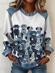 Women's Denim Puppy Sweatshirt gracestitchs
