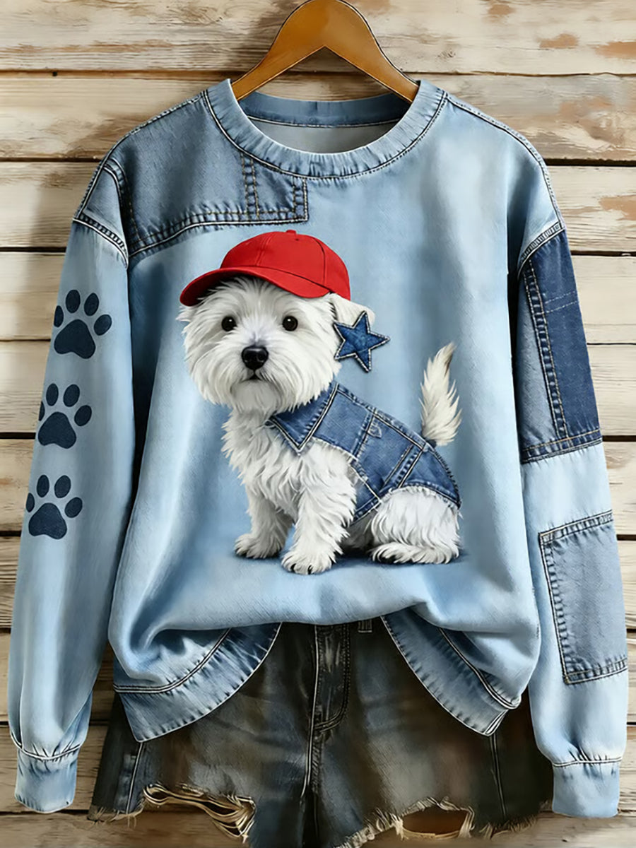 Women's Animal Lovers Dog Print Sweatshirt gracestitchs