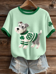 Women's St. Patrick's Day Inspired Schnauzer Pattern Knit Top gracestitchs