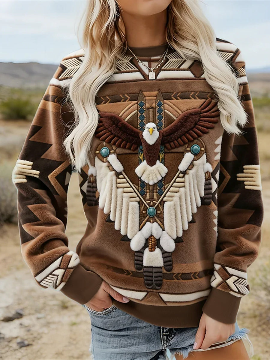 Women's Vintage Western Ethnic Cozy Flannel Sweatshirt gracestitchs