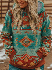 Women's Vintage Western Ethnic Aztec Pattern Casual Hoodie gracestitchs