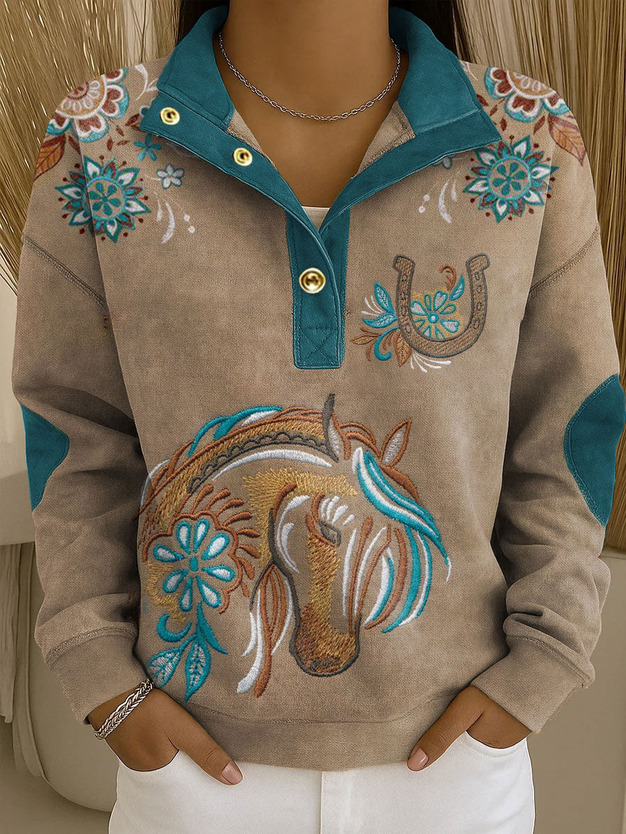 Women's Western Style Art Printed Sweatshirt gracestitchs