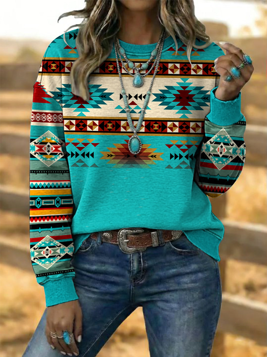 Women's Vintage Western Aztec Art  Sweatshirt gracestitchs