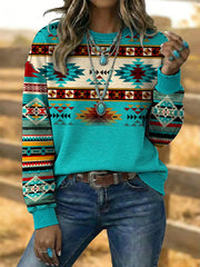 Women's Vintage Western Aztec Art  Sweatshirt gracestitchs