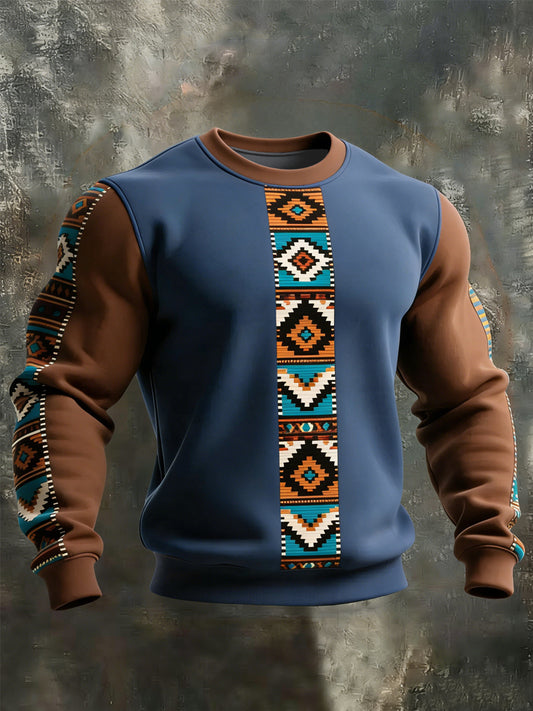 Men's Retro Western Aztec Print Casual Sweatshirt