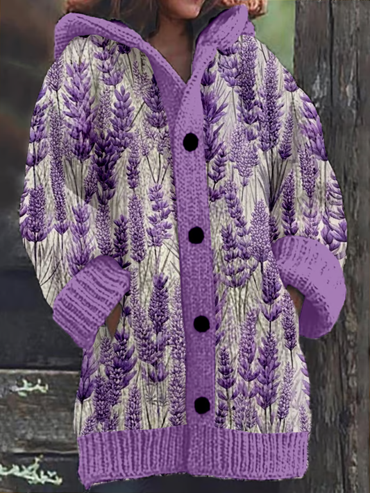 Women's Art Design Printed Composite Fleece Long Coat