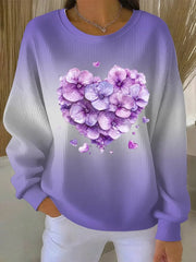 Women's Purple Art Print Casual Sweatshirt
