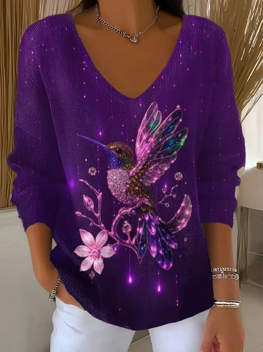 Women's Purple Art Printed Casual Top