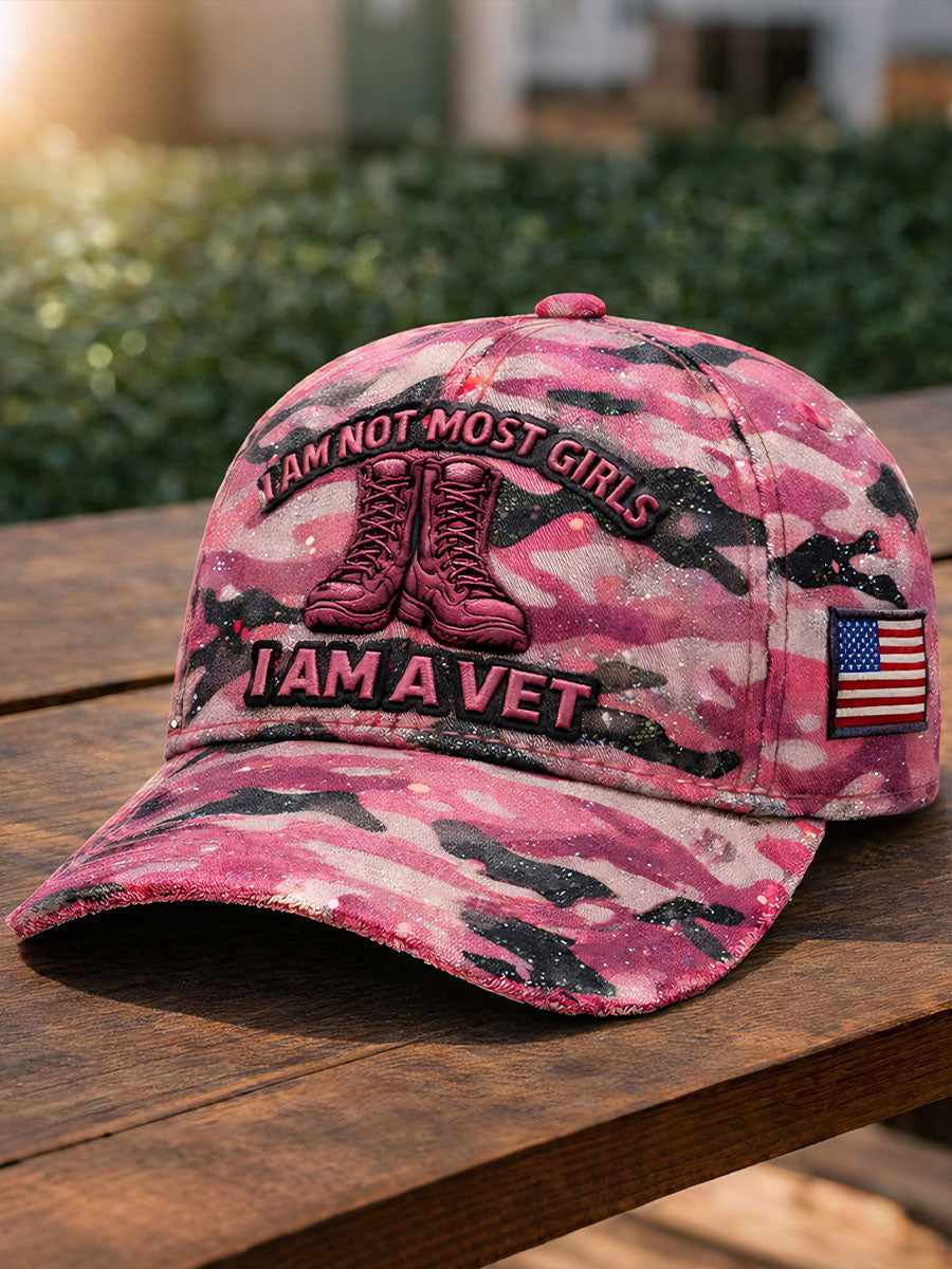 Women's I am not most girls I am a veteran Hats gracestitchs