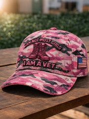 Women's I am not most girls I am a veteran Hats gracestitchs