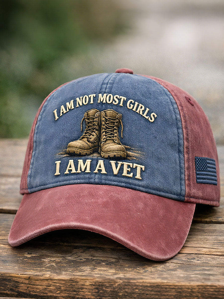 Women's I am not most girls I am a veteran hats gracestitchs