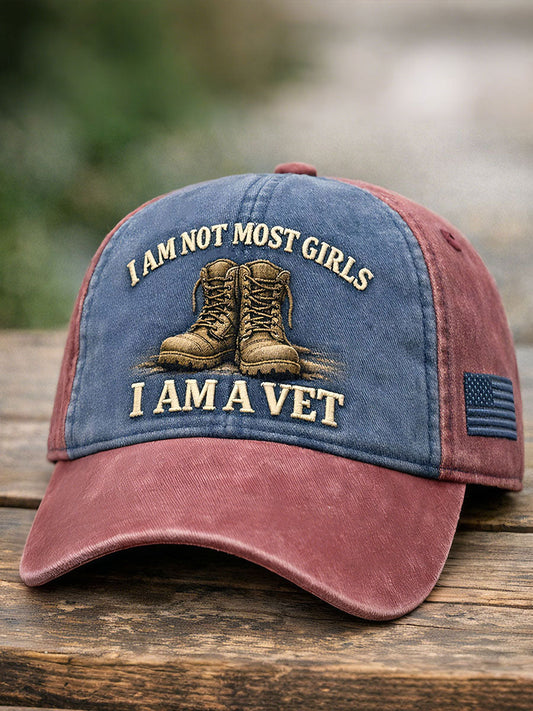 Women's I am not most girls I am a veteran hats gracestitchs