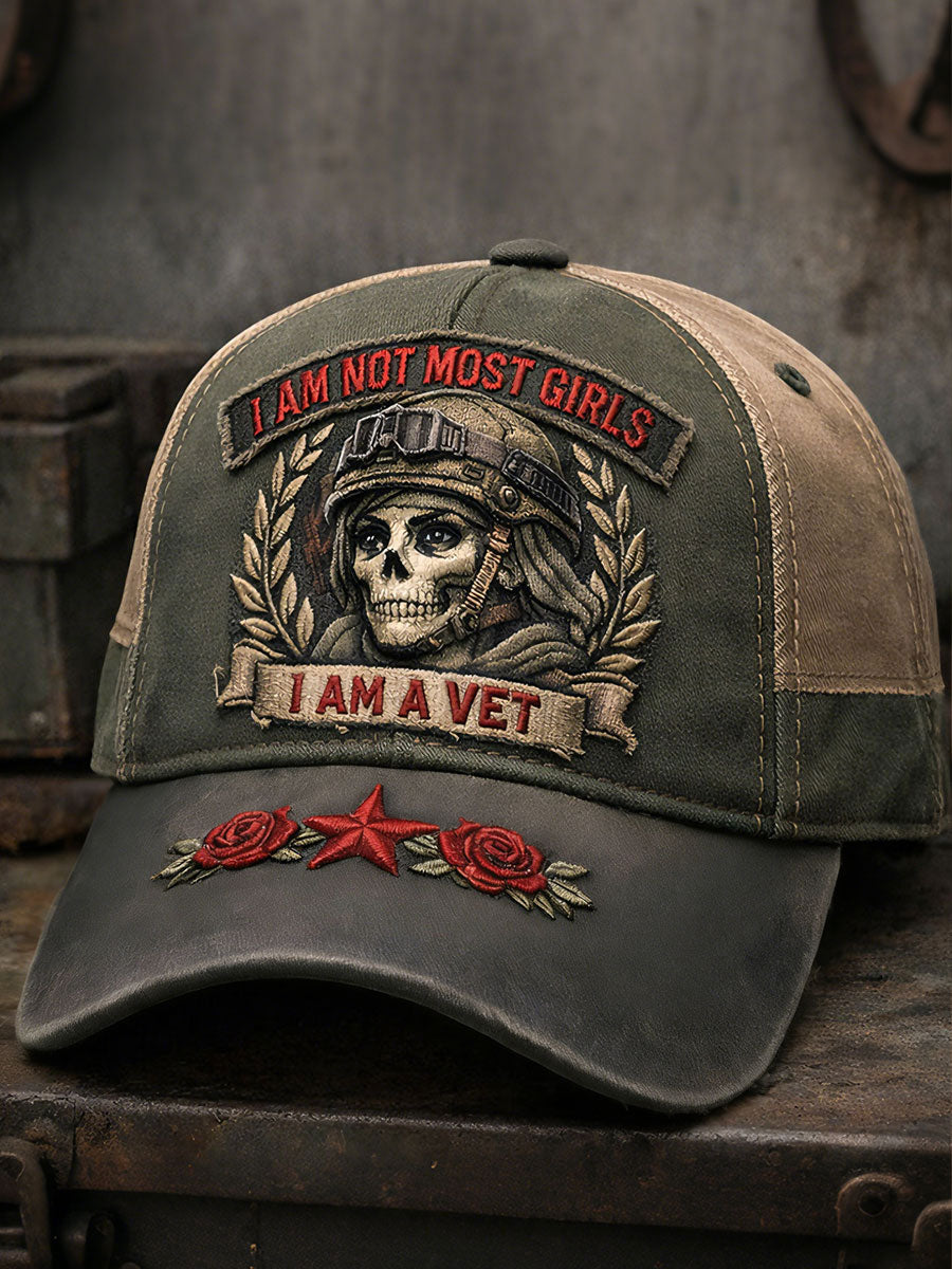 Women's I am not most girls I am a veteran hats gracestitchs
