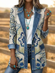 Women's Western Pattern Printed Blazer gracestitchs