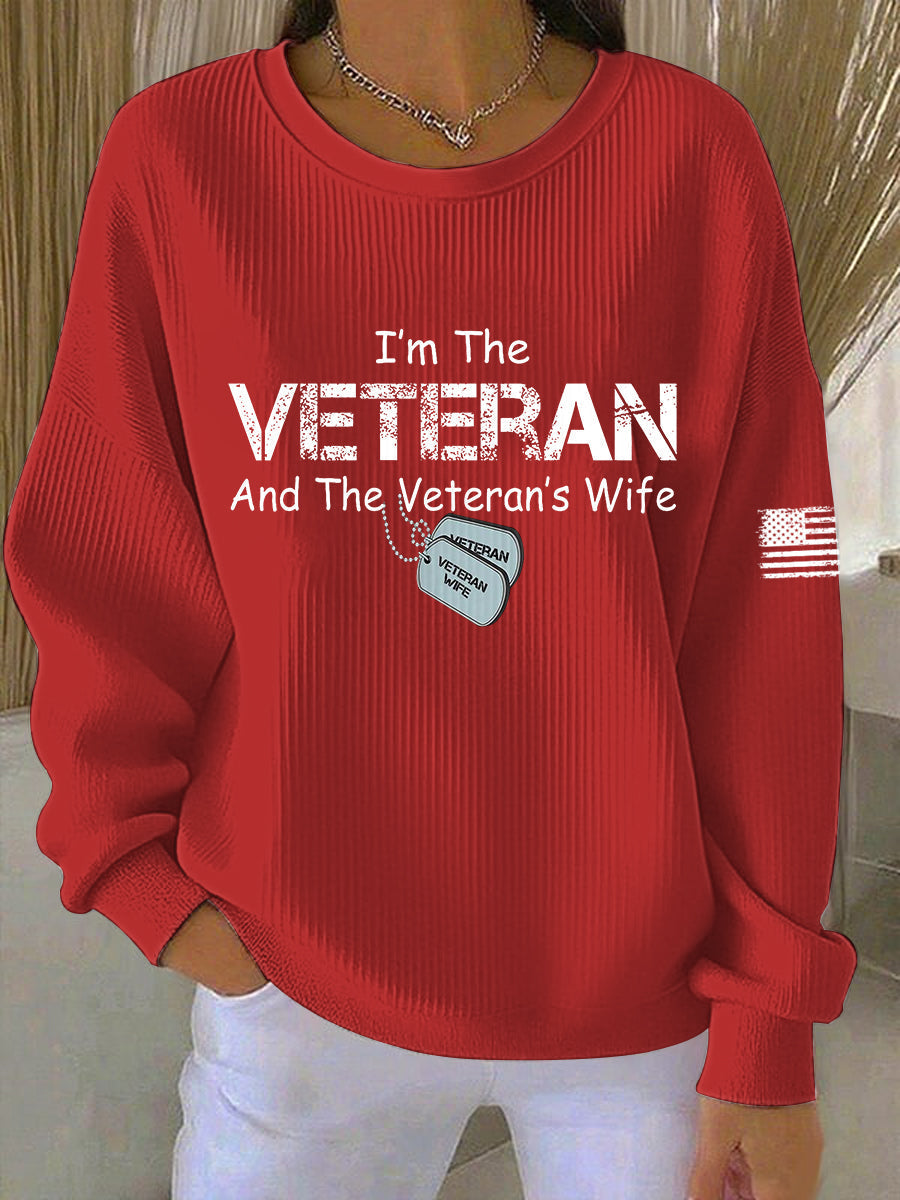 Women's I'm The Veteran And The Veteran's Wife Printed Sweatshirt gracestitchs