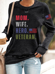 Women's Mom Wife Hero Veteran Sweatshirt gracestitchs
