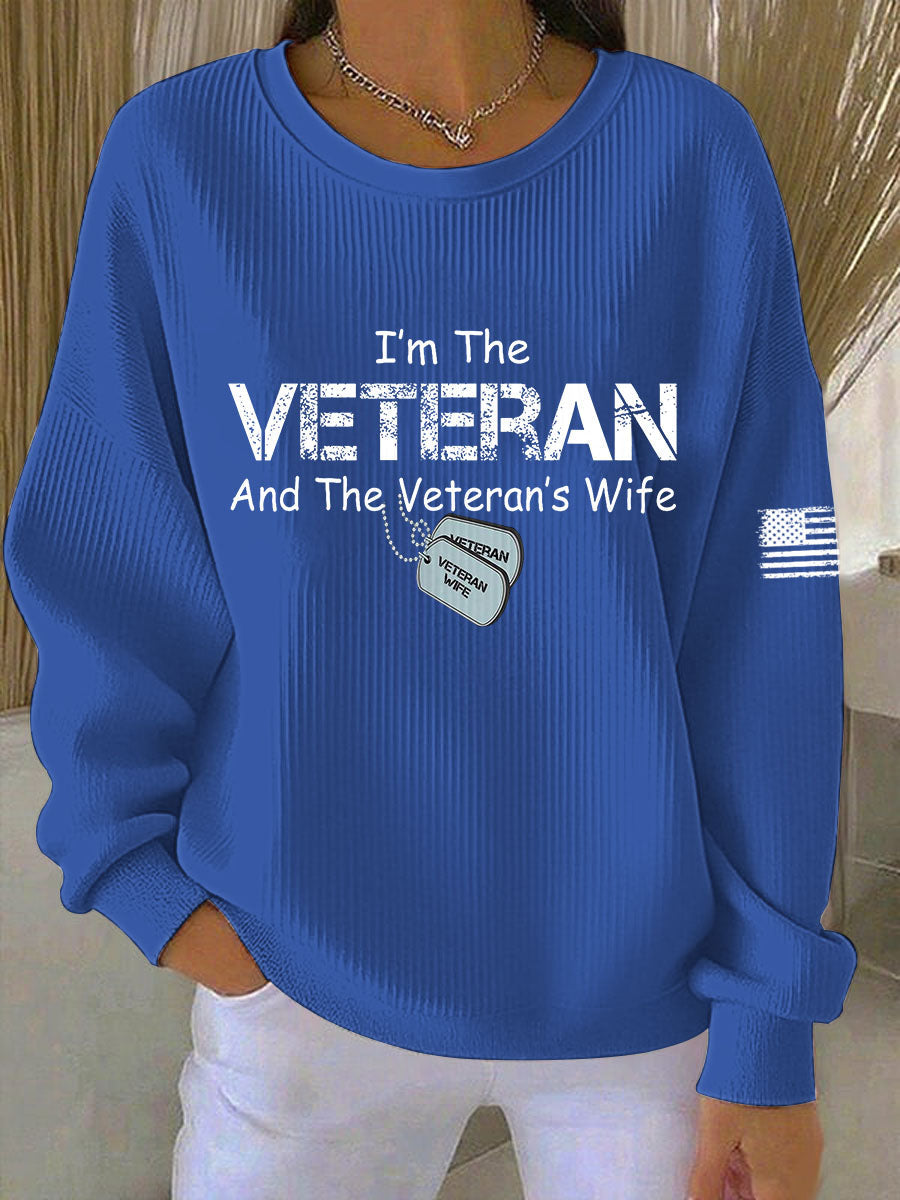 Women's I'm The Veteran And The Veteran's Wife Printed Sweatshirt gracestitchs