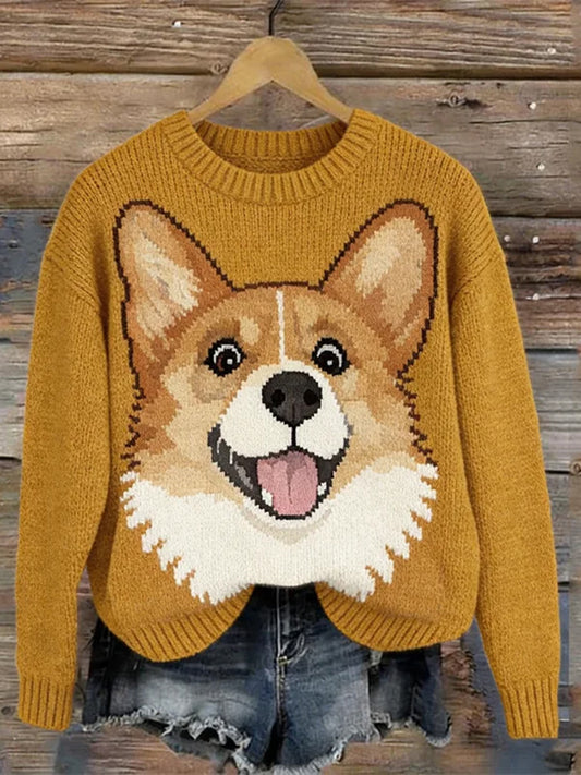 Women's Lovely Corgi Dog Knit Cozy Sweater