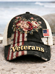 Veterans Floral Unisex Vintage Hats gracestitchs