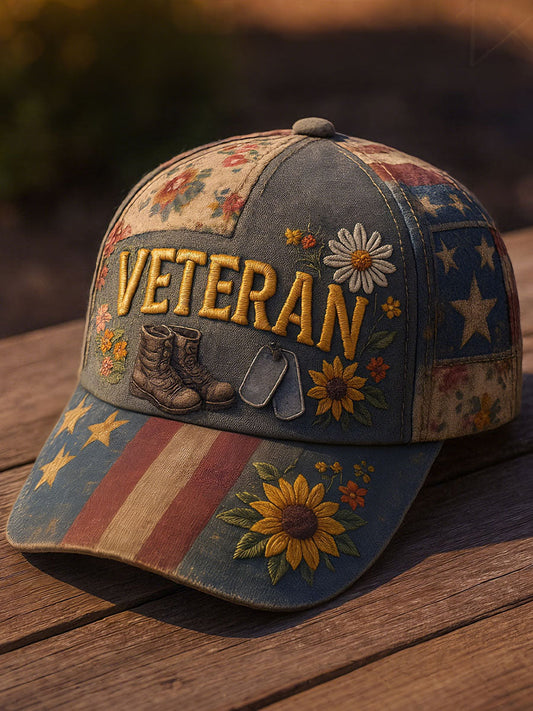 Veteran Floral Unisex Vintage Hats gracestitchs