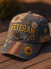 Veteran Floral Unisex Vintage Hats gracestitchs