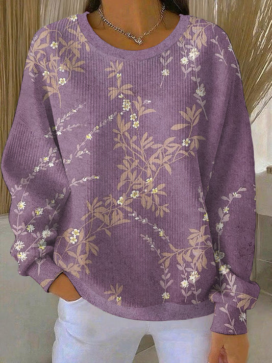 Women's Purple Art Print Casual Sweatshirt
