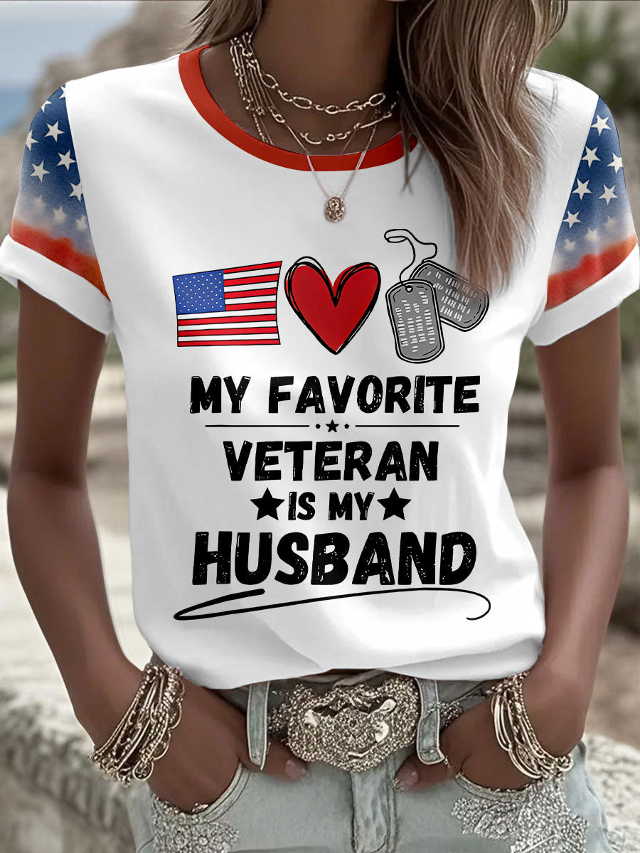 Women's 'My favorite veteran is my husband' T-shirts gracestitchs