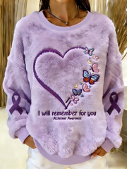 Women's Alzheimer's Awareness Printed Flannel Hoodie