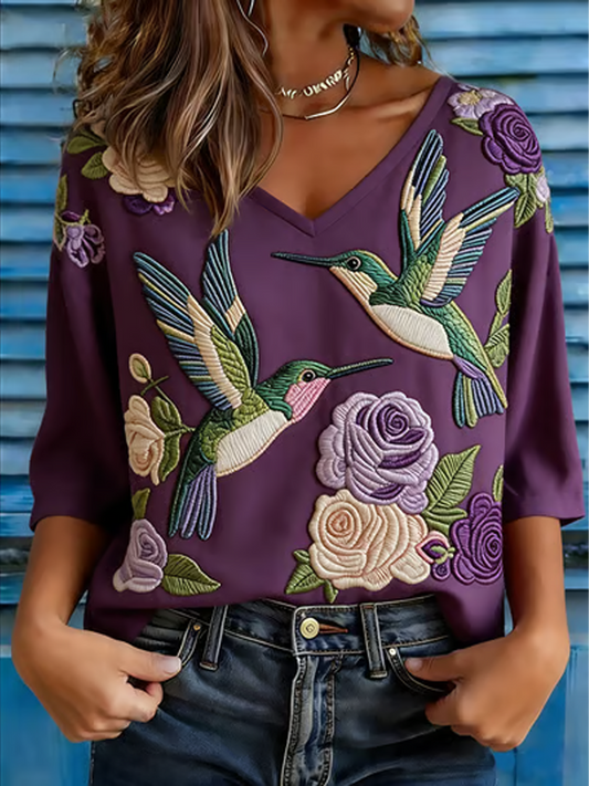 Women's Casual Alzheimer's Disease Awareness Print Half-Sleeve T-Shirt