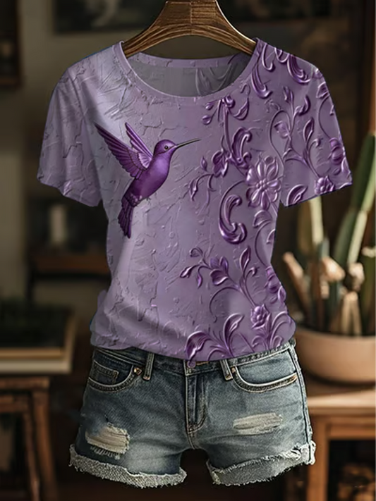 Women's Casual Alzheimer's Disease Awareness Print short-sleeved T-shirt