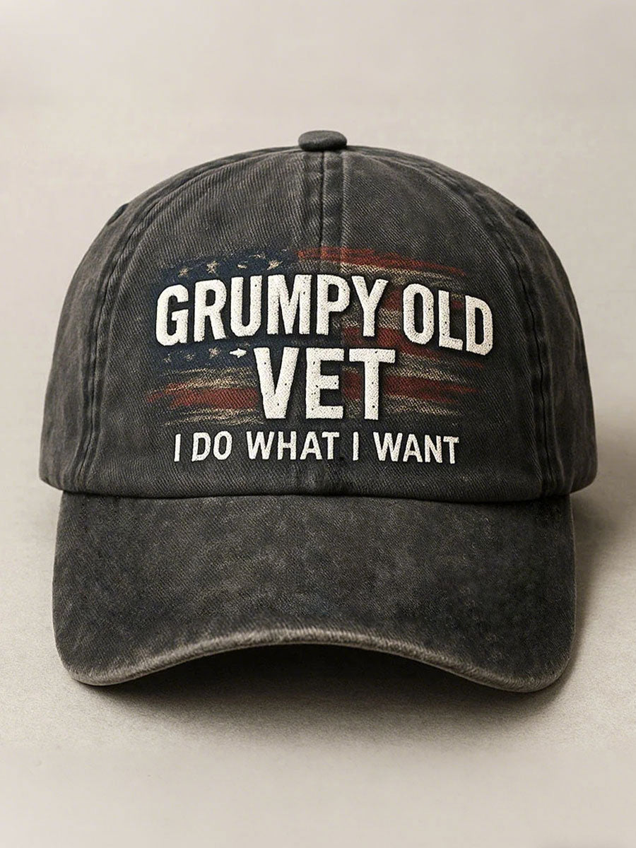 Grumpy old veteran, I do what I want unisex hats gracestitchs