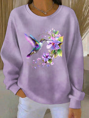 Women's Purple Art Print Casual Sweatshirt gracestitchs