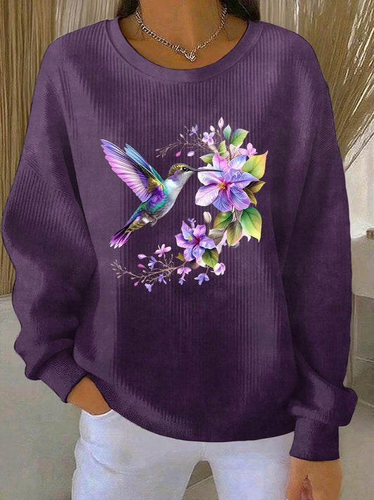 Women's Purple Art Print Casual Sweatshirt gracestitchs
