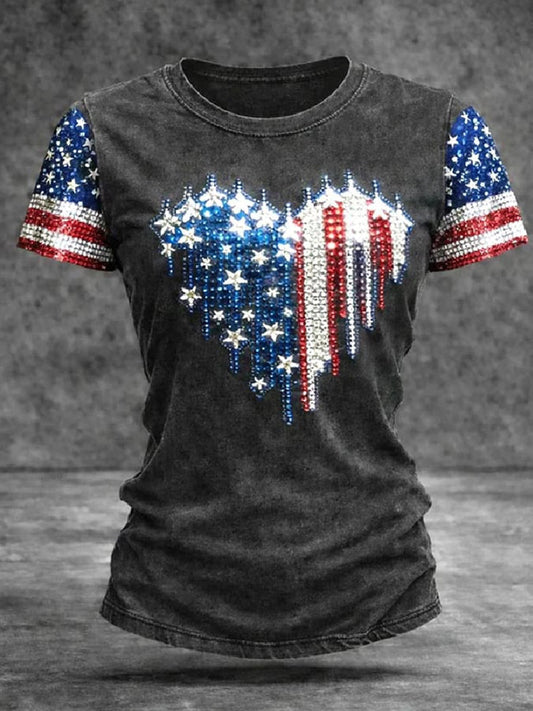 Women's American Flag  T-shirt gracestitchs