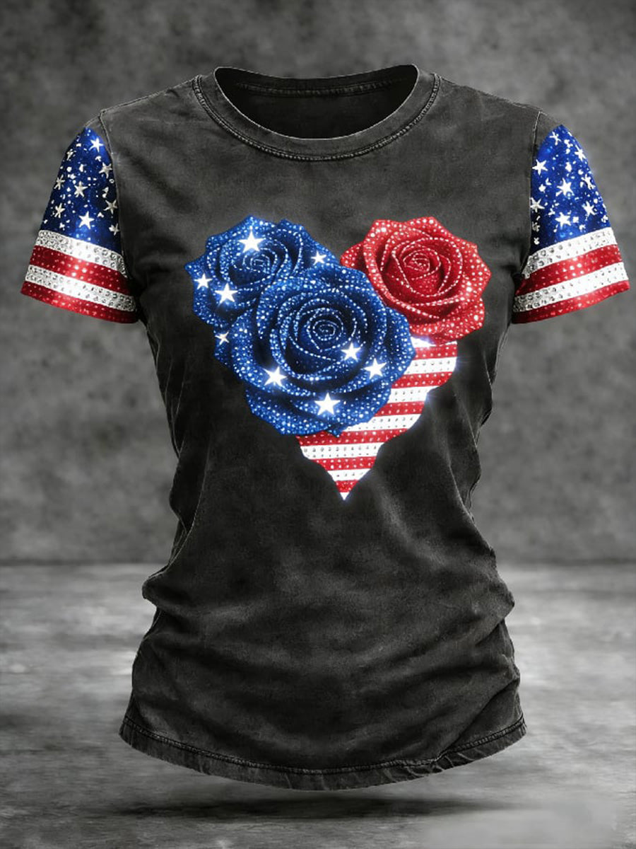 Women's American Flag  T-shirt gracestitchs