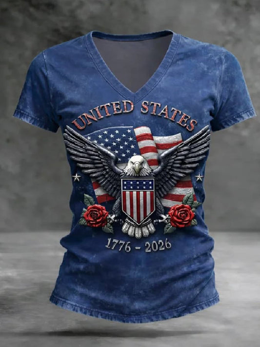 Women's American Flag  T-shirt gracestitchs