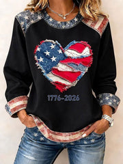 Women's USA 1776-2026 Printed Casual Top gracestitchs