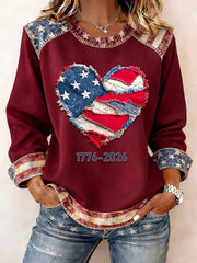 Women's USA 1776-2026 Printed Casual Top gracestitchs