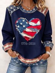 Women's USA 1776-2026 Printed Casual Top gracestitchs