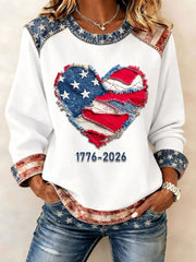 Women's USA 1776-2026 Printed Casual Top gracestitchs