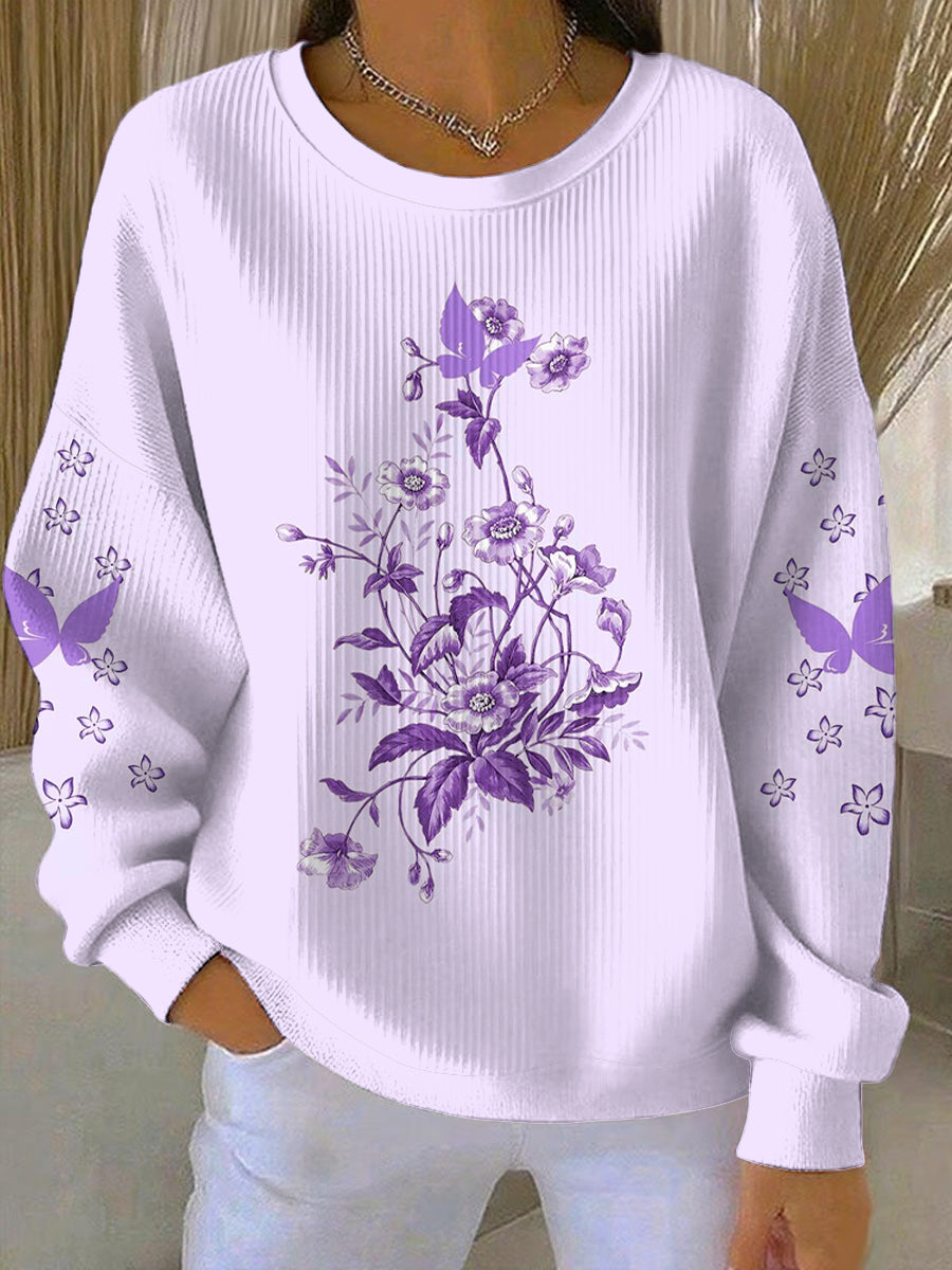 Women's Purple Art Print Casual Sweatshirt gracestitchs