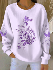 Women's Purple Art Print Casual Sweatshirt gracestitchs