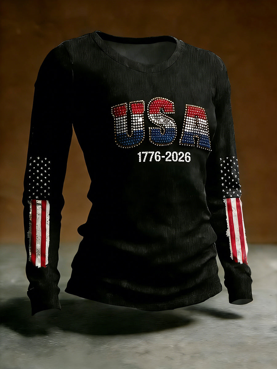 Women's American long-sleeve T-shirt gracestitchs