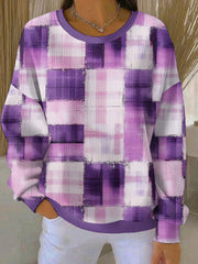 Women's Purple Art Print Casual Sweatshirt gracestitchs