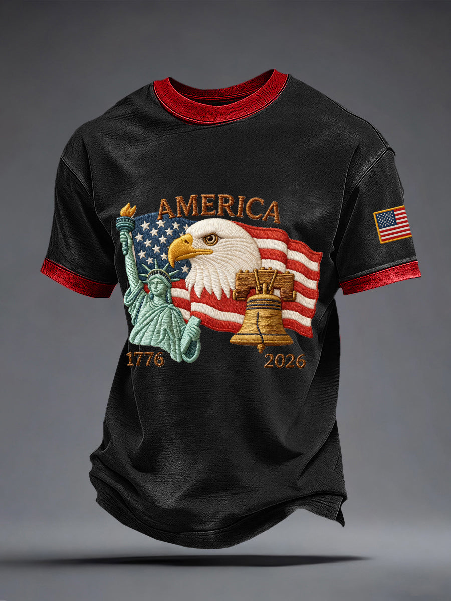 Men's USA 1776-2026 Print Vintage T-Shirt gracestitchs
