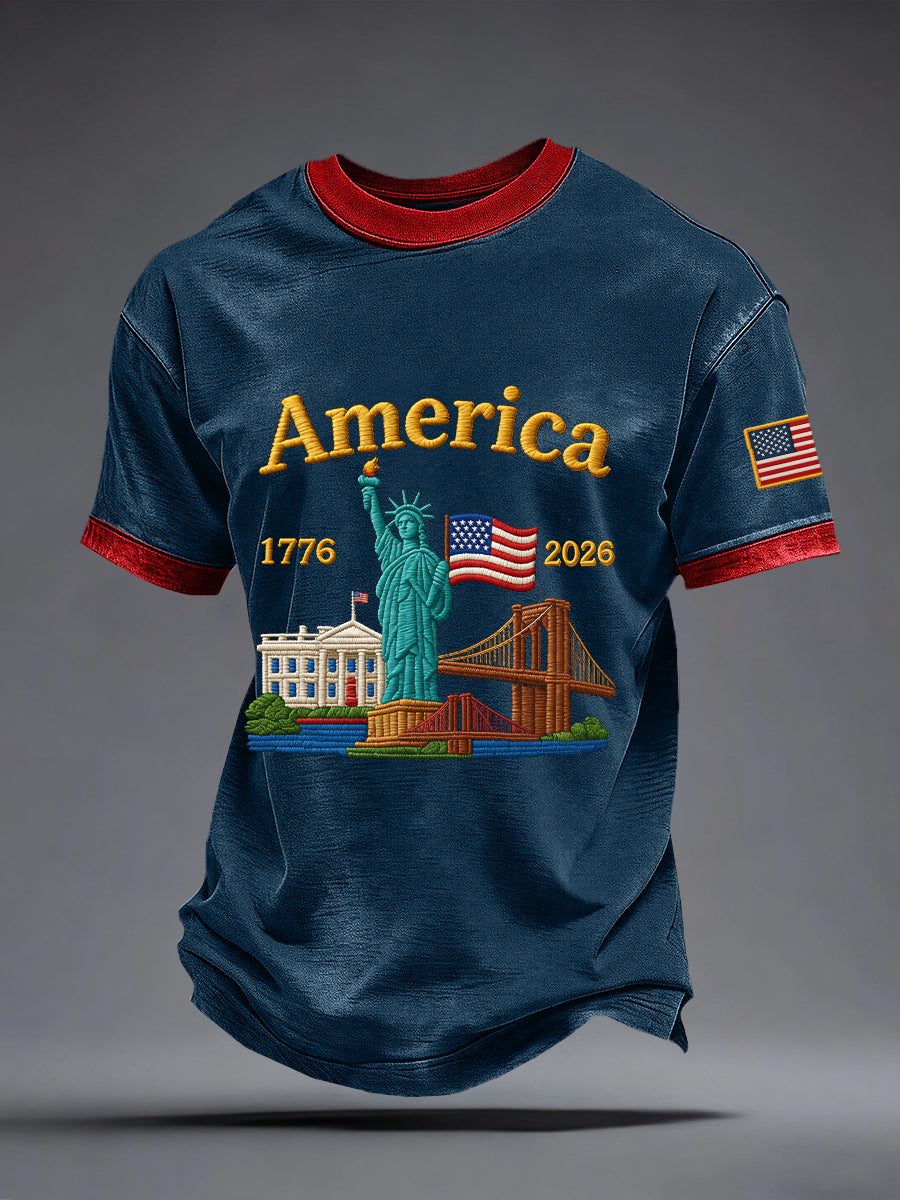 Men's USA 1776-2026 Print Vintage T-Shirt gracestitchs