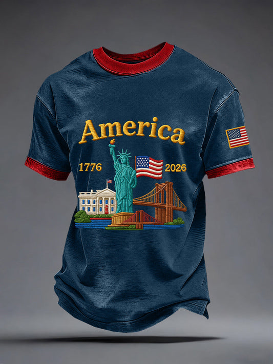 Men's USA 1776-2026 Print Vintage T-Shirt gracestitchs