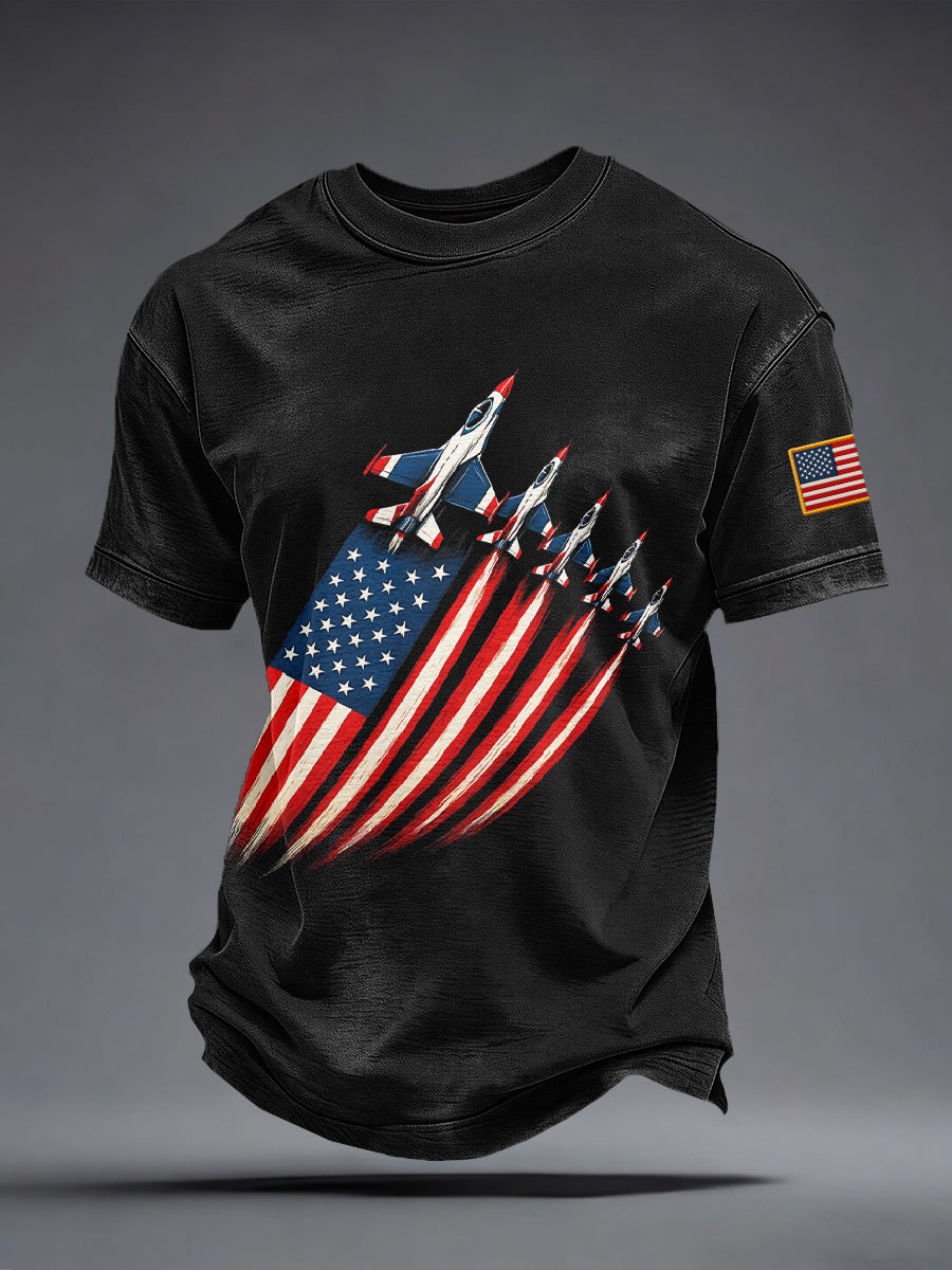 Men's USA Inspired Fighter Jets Print T-Shirt gracestitchs