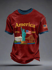 Men's USA 1776-2026 Print Vintage T-Shirt gracestitchs